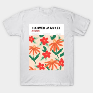 Austin Texas - Flower Market Print T-Shirt